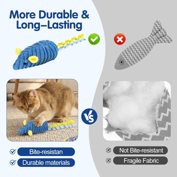 Catnip Toys (3 Pack), Cat Mouse Toys for Indoor Play, Small Interactive Cat Toys for Indoor Cats, Perfect for Single or Multi-Cat Households (Blue)5