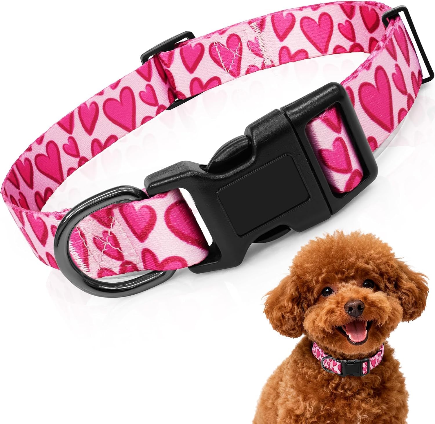 kazazoo-dog-collar-cute-and-soft-nylon-puppy-collar-girl-dogs-adjustable-purple-dog-collars-for-medium-dogs-purple-flowers-m