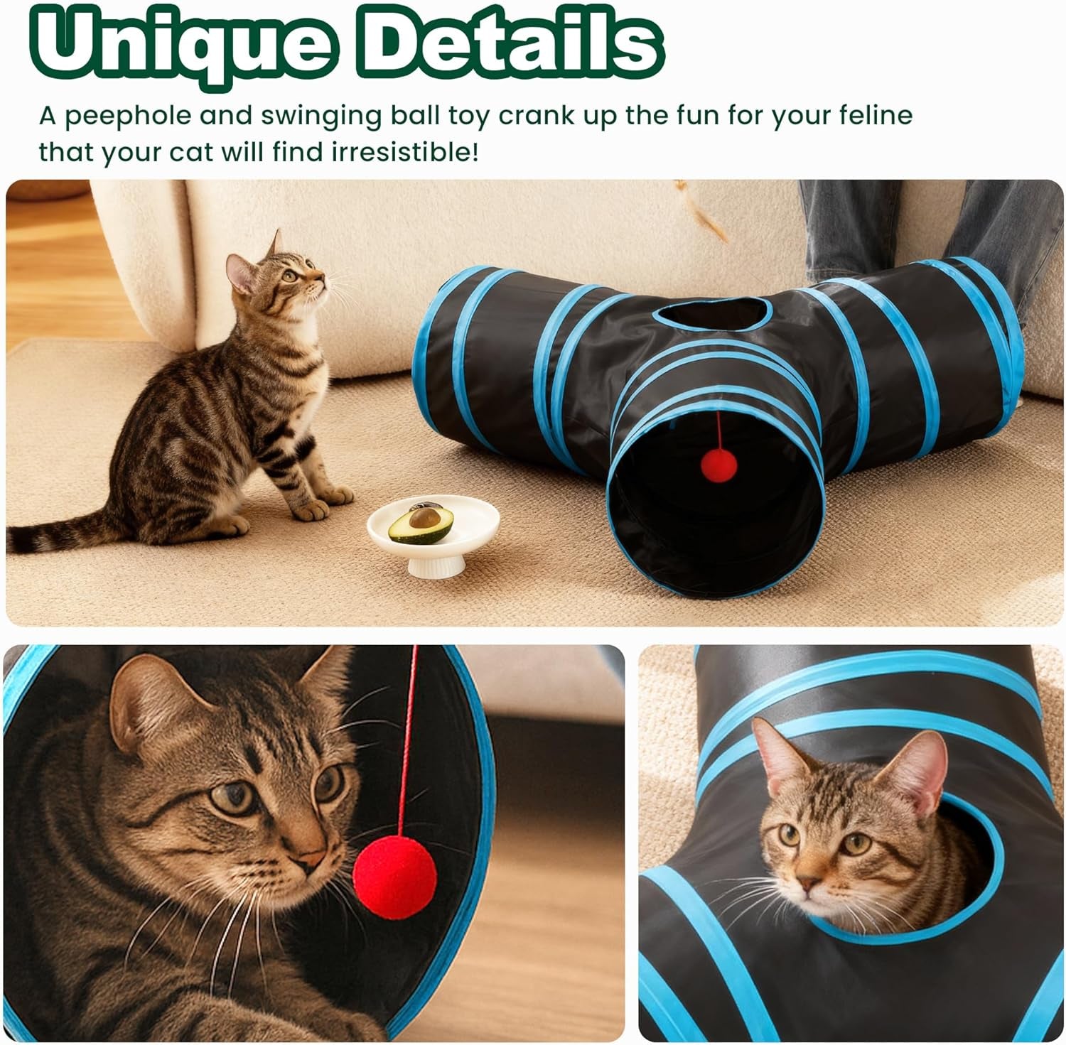 love-s-cabin-cat-tunnel-for-indoor-cats-3-way-collapsible-play-tunnel-with-teaser-wand-peek-holes-toy-ball-small-pet-toy-for-kittens-rabbits-black-blue-small-size