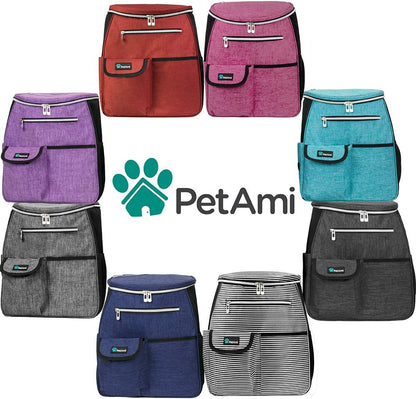 Petami Dog Travel Bag Backpack, 27L Airline Approved Pet Supplies Organizer with 2 Food Containers, 2 Collapsible Bowls & Poop Bag Dispenser, Weekend Road Trip Camping Dog Mom Gift, Purple7