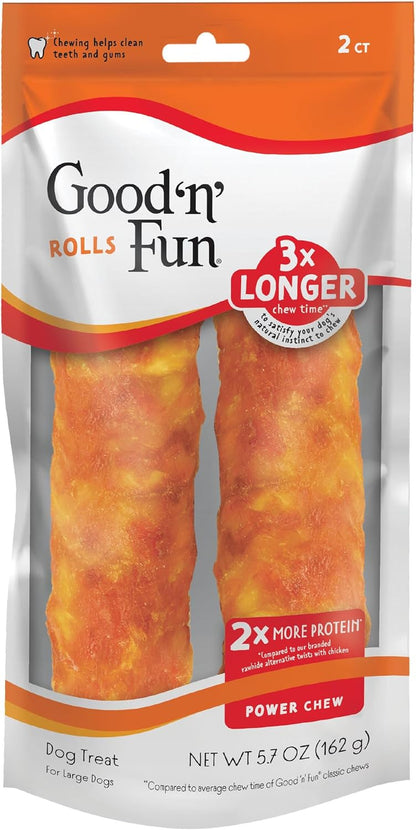 Good 'N' Fun Rolls Long-Lasting Dog Treat, for Large Dogs, with Real Proteins, Beef Hide and Premium Chicken, Supports Dental Health, Mental Stimulation, 6 Count12