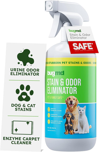 Bugmd Enzyme Cleaner for Dog & Cat Urine - Unscented | Pet Stain Destroyer, Odor Remover and Deodorizer for Carpet and Home | 32 Fl Oz1
