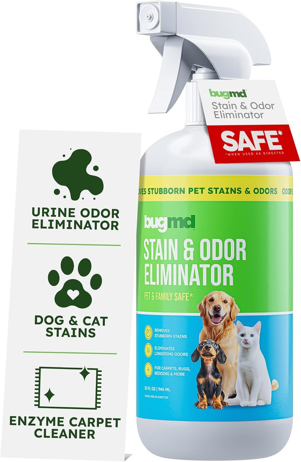 Bugmd Enzyme Cleaner for Dog & Cat Urine - Unscented | Pet Stain Destroyer, Odor Remover and Deodorizer for Carpet and Home | 32 Fl Oz1