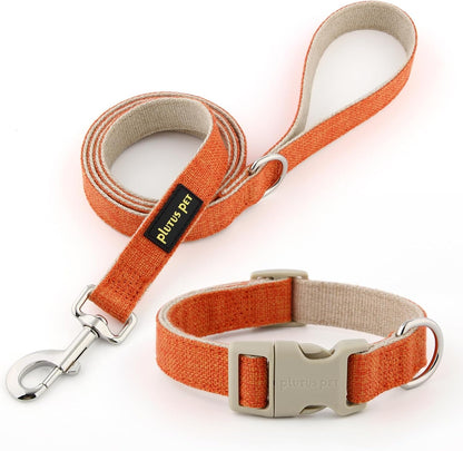 Plutus Pet Cotton Hemp Dog Collar and Leash Set, Adjustable Collar for Small, Medium, and Large Dogs, Heavy Duty and Soft on Skin, Lavender, S9