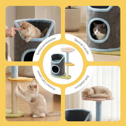 Cat Tree with Cat Scratching Post for Indoor Cats up to 5 Lbs, Small Cat Tower with Scratching Board and Cozy Hammock, Compact Cat Tree Tower with Cat Bed5