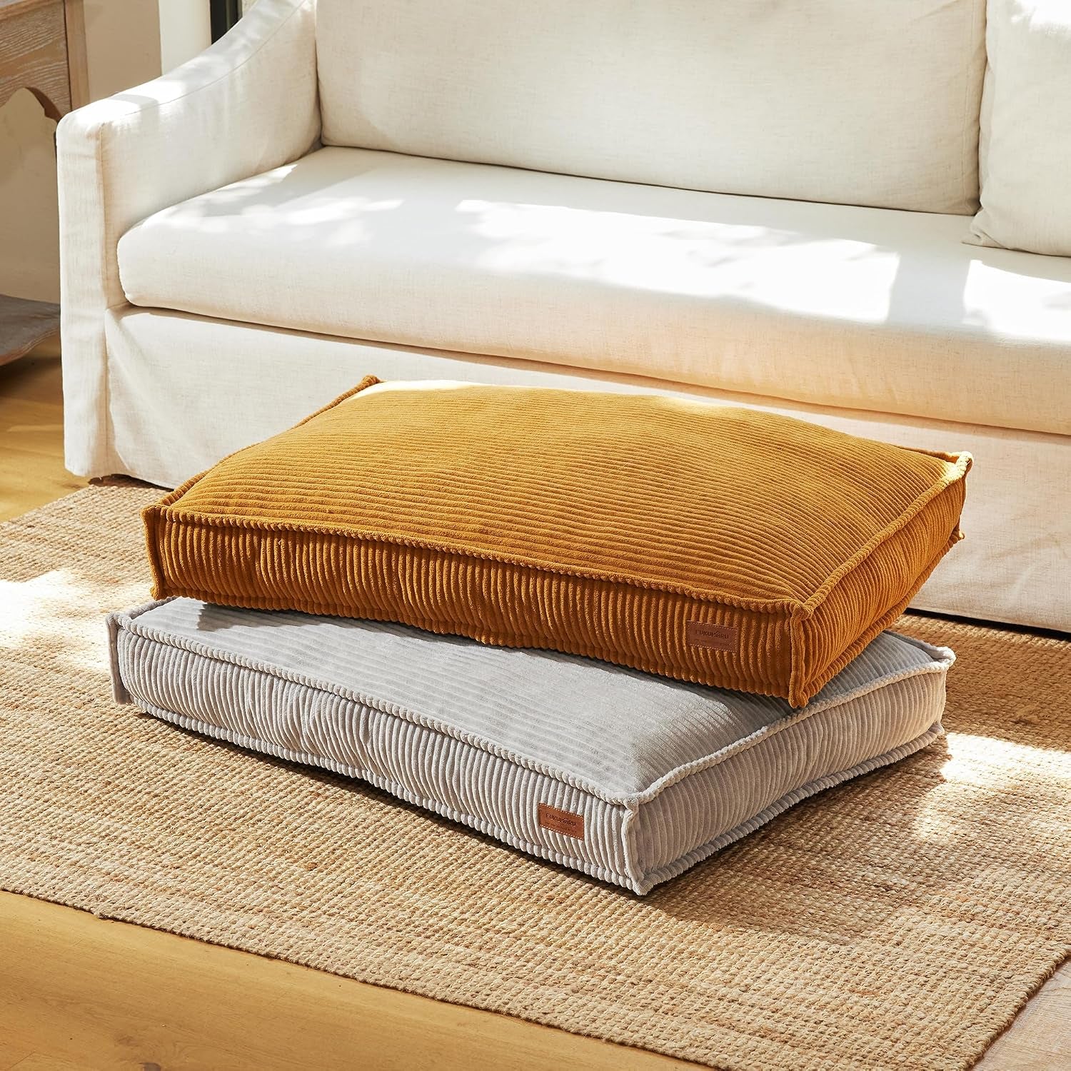 fukumaru-5-5-inch-thick-dog-bed-mat-washable-cat-bed-with-waterproof-lining-orthopedic-dog-beds-for-senior-dogs-cozy-flat-dog-kennel-bed-for-crate-non-slip-pet-pillow-bed-grey