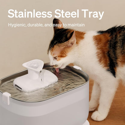 PETLIBRO Cat Water Fountain, Cat Fountain Indoor Stainless Steel Tray, 2.5L/84Oz Wireless Pump Pet Water Fountain, Cat Water Dispenser with Two Flow Modes, Pet Fountain for Drinking Easy Clean2