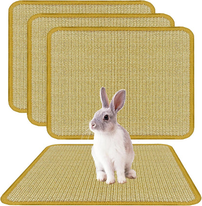 DYAUS Rabbit Scratching Pad, Sisal Bunny Scratch Pad, Natural Rabbit Foraging Mats for Cages, Indoor Bunny Toys Accessories for Bedding Biting Sleeping Resting (2PCS, 16X12In)8