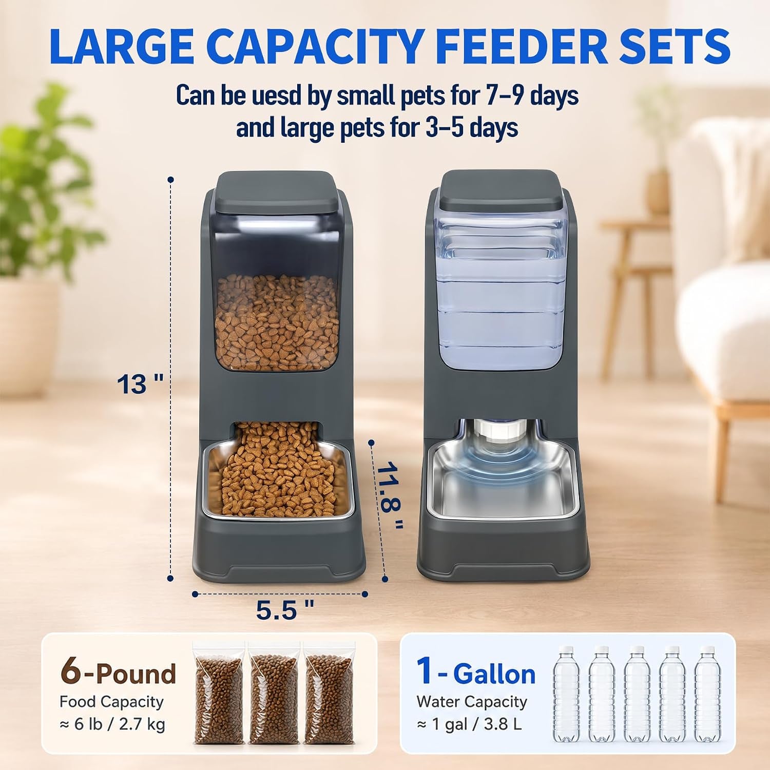 2-pack-automatic-cat-feeder-and-water-dispenser-set-with-dog-stainless-steel-feed-bowl-pet-gravity-self-feeding-and-waterer-large-capacity-for-small-medium-large-dogs-puppy-kitten