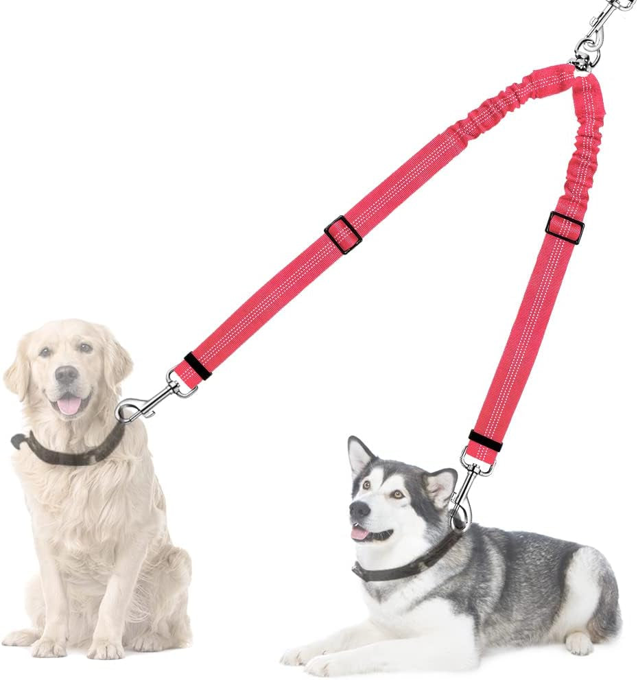 autowt-double-dog-leash-no-tangle-360-swivel-rotation-reflective-lead-attachment-adjustable-length-dual-two-dogs-lead-splitter-comfortable-shock-absorbing-walking-training-for-2-dogs