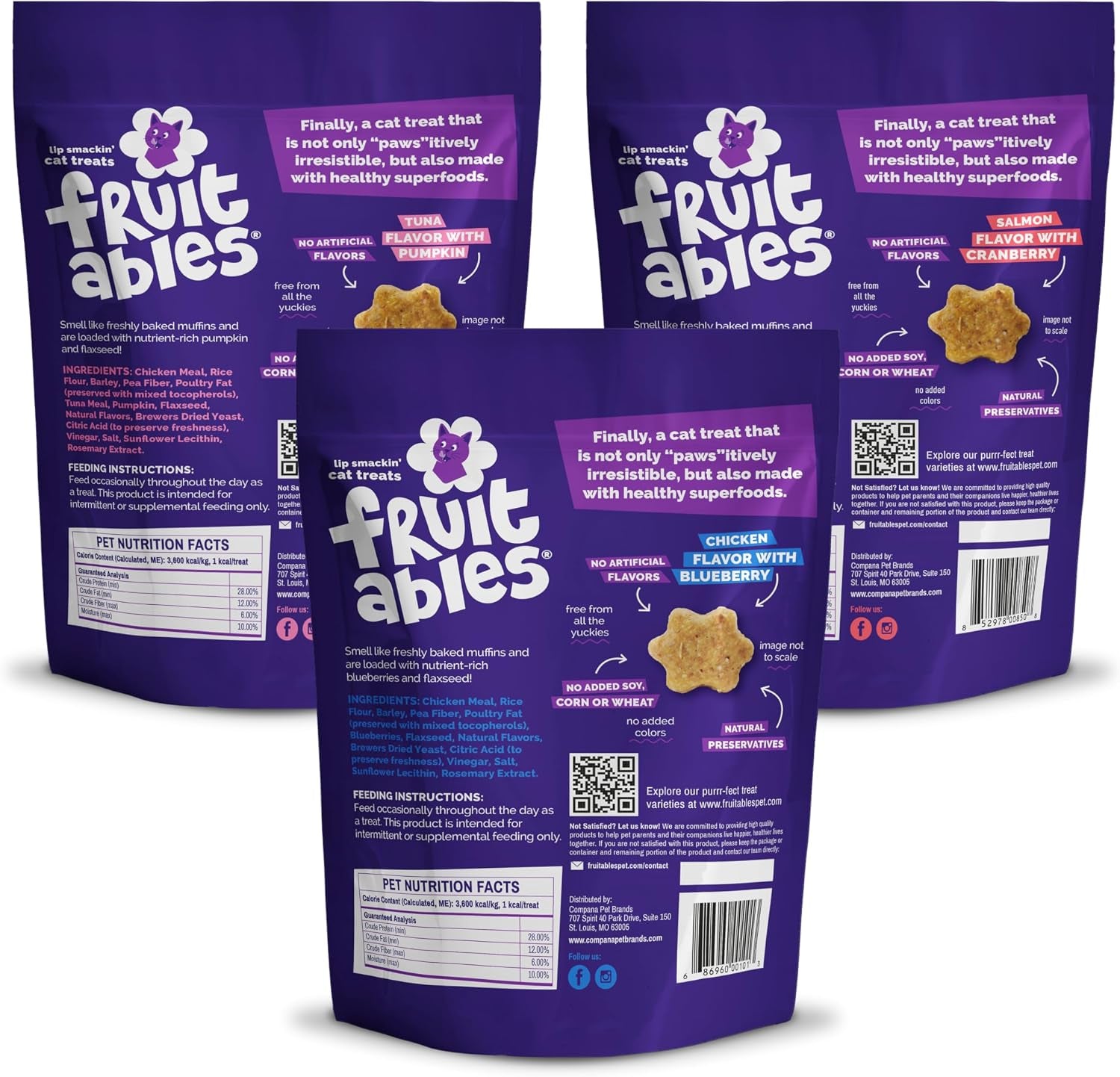 fruitables-cat-treats-crunchy-salmon-tuna-chicken-2-5-oz-3-pk-low-calorie-crunchy-training-biscuits-with-pumpkin-superfoods-wheat-corn-soy-free-usa-made