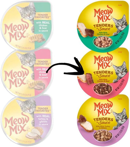 Meow Mix Poultry & Beef Favorites, Wet Food Variety Pack, 24 Cups4