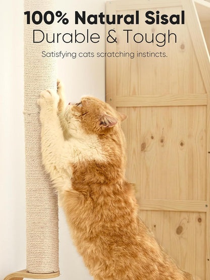 FUKUMARU Cat Wall Scratcher, 60" Tall Kitten Scratching Post | Natural Sisal Pole, Wall Mounted Climbing Tree for Indoor Large Cats2