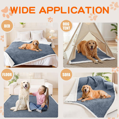 Smiry Waterproof Blanket Throw, Reversible Dog Blanket for Sofa Couch Bed | Soft Leakproof Sherpa Fleece, Washable Furniture Couch Protector for Large Dogs Cats, 40"X60", Grey/White5