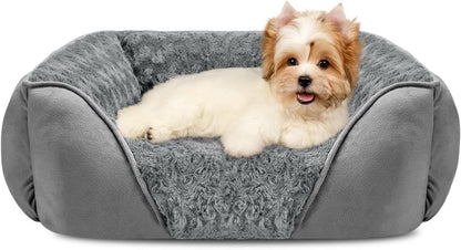INVENHO Rectangle Washable Orthopedic Dog Bed for Small, Medium and Large Dogs, Soft Calming, Sleeping Puppy Bed Durable Pet Cuddler with Anti-Slip Bottom, S (20"X19"X6")41