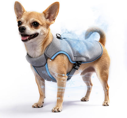Mora Pets Dog Cooling Vest with Ice Packs, Reflective Adjustable Cooling Vest for Dogs with Leash Ring for Hot Weather Cooling Harness for Large Medium Dogs Grey(Pdv-Gel-Gl)13