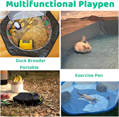 Amakunft Small Animal Pop-Up Playpen with Mesh Cover, 47'' X 23.6'' X 15'' Chicken Brooder Box, Play Pen Indoor Outdoor for Guinea Pigs, Bunny, Rabbits, Ferrets, Chinchillas, Kittens | Indoor/Outdoor, Water-Resistant, Chicken Brooder, Travel Playpen for Rabbits, Ferrets, Hamsters and Kittens2