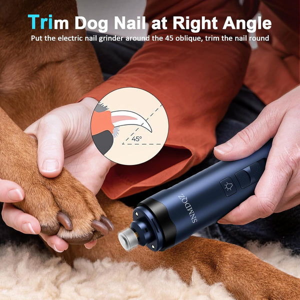 Dog Nail Grinder, Dog Nail Trimmers, and Clippers Kit with 2 LED Lights. Super Quiet Electric Pet Nail Grinder, Rechargeable, for Small, Medium, and Large Dogs & Cats, 2 Diamond Grinding Wheels.6