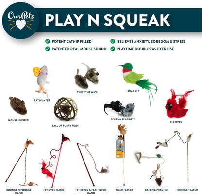 Ourpet'S Play-N-Squeak Teathered & Feathered Play Wand Cat Toy, for All Breed Sizes8