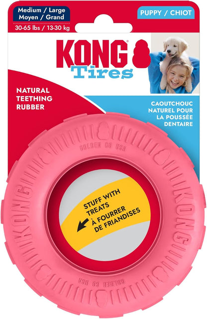 KONG Puppy Tires - Dog Chew Toy for Puppies - Stuffable Dog Toy for Treats & Snacks - Natural Rubber Chew Toy for Teething Puppy - for Small Puppies - Blue10