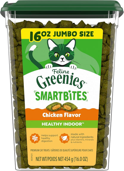 Greenies Feline Smartbites Healthy Indoor Cat Treats, Tuna, 16 Oz | Veterinarian-Recommended, Fiberblend Formula, Supports Digestion, under 2 Cal per Treat, Natural Ingredients, Dual Texture16