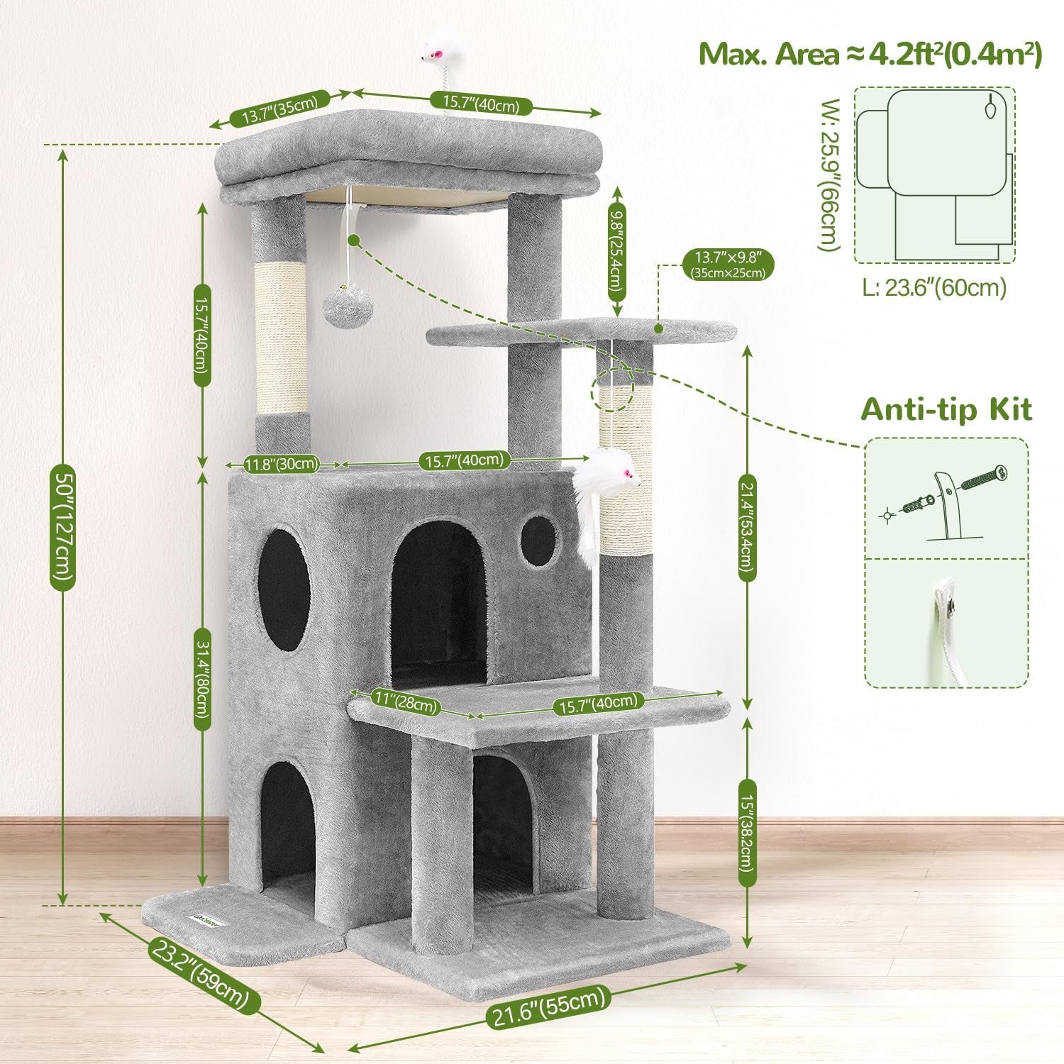 globlazer-cat-tree-tower-for-indoor-cats-50-inch-adult-cat-tree-house-for-large-adult-cats-with-steps-scratching-post-2-cat-caves-dangling-toys-fc50-light-grey