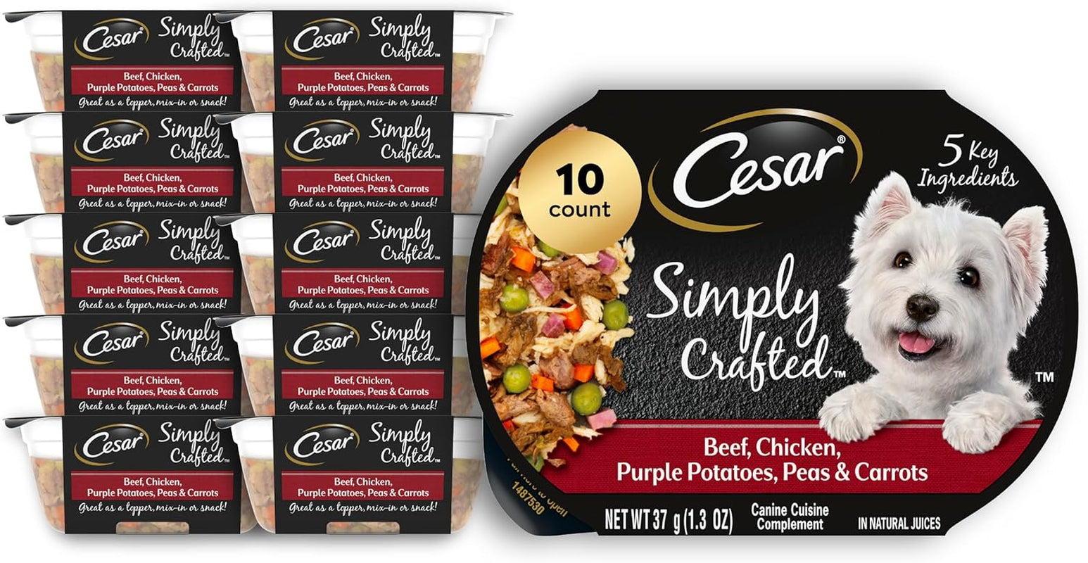 cesar-simply-crafted-wet-dog-food-toppers-chicken-1-3-oz-10-count-real-chicken-1-ingredient-no-by-products-or-artificial-flavors-slow-cooked-easy-to-digest-single-serve-tubs