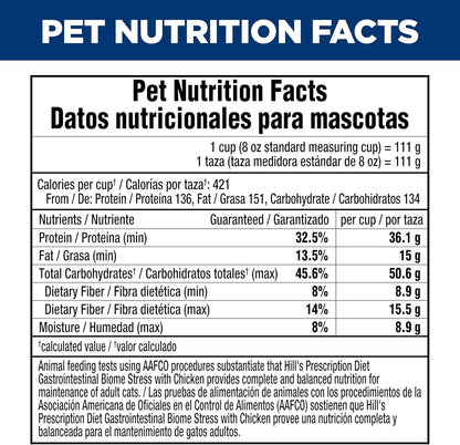 HILL'S PRESCRIPTION DIET GI Biome Stress Digestive/Fiber Care Dry Cat Food | #1 Veterinarian Recommended, Chicken Recipe, 8.5 Lb. Bag11