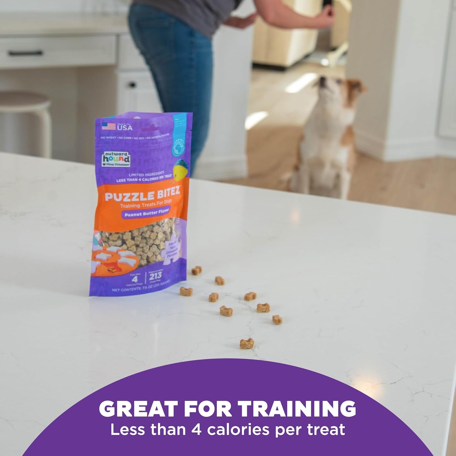 outward-hound-by-nina-ottosson-puzzle-bitez-usa-made-dog-treats-peanut-butter-flavor-bite-sized-training-reward-and-interactive-puzzle-toy-treats-7-5oz