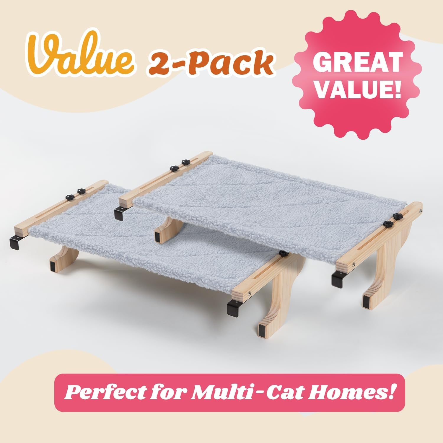 zakkart-2pc-easy-seat-cat-perch-for-window-sill-hammock-design-w-pine-wood-robust-metal-frame-cat-window-seat-for-large-cats-and-kittens-natural-color-wood-w-gray-bed-large-26w-x-14d