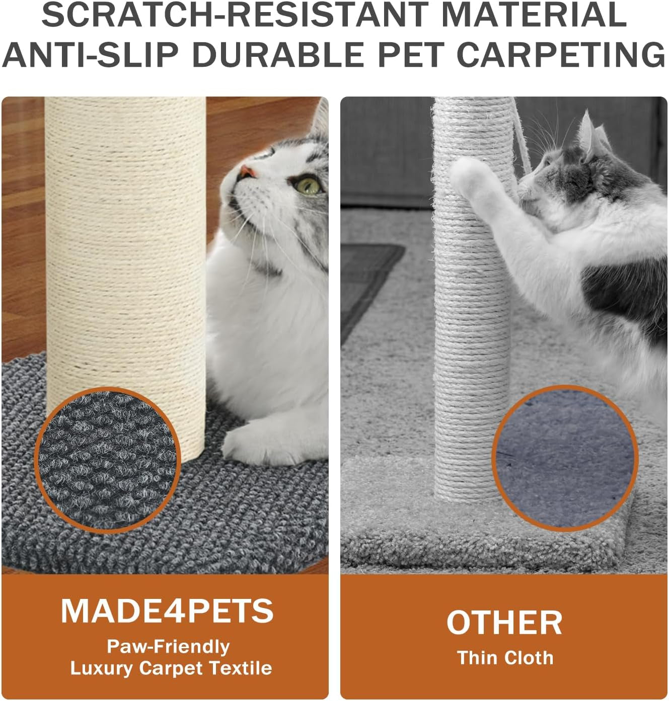 made4pets-tall-cat-scratching-post-with-sisal-carpet-for-indoor-cats-33-cat-scratcher-with-wide-stable-base-interactive-hanging-toys-ideal-for-adult-cats-large-breeds-and-full-body-stretching