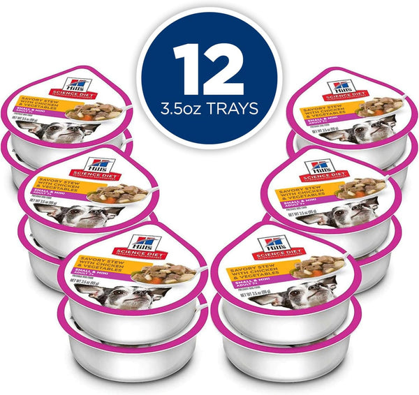 Hill'S Science Diet Adult 7+ Small & Mini Wet Dog Food | #1 Veterinarian Recommended, Chicken & Vegetables, 3.5 Oz. Trays, 12-Pack3