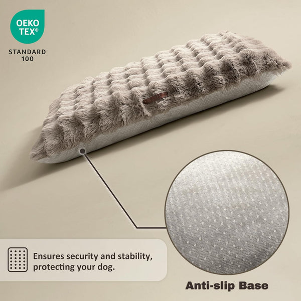 WDCOZY Fluffy Dog Crate Beds for Large Dog, Plush Faux Fur Kennel Pad with Removal Washable Cover, Soft Pet Mat for Sleeping & Ease Anxiety, Anti-Slip Bottom for Pet up to 90 Lbs, 41"X27", Beige4