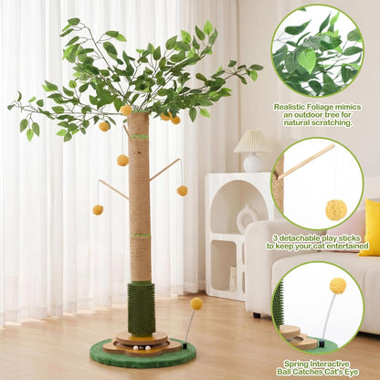 Tall Cat Scratching Post 51 Inch, Sisal Rope Cat Scratcher Tree | for Indoor Cats, Kittens and Large Cats to Stretch, Scratch, Play and Self-Groom; Suitable for Living Rooms and Cat Spaces.3