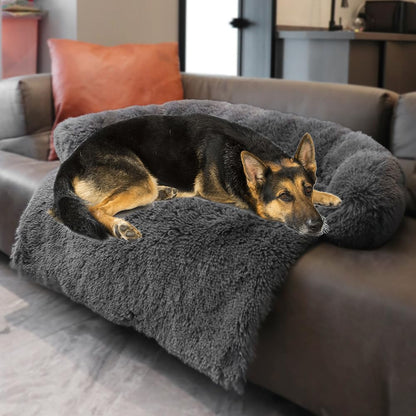 Calming Dogs/Cats Bed Mats, Dog Pad Washable Removable Couch Cover, Plush Long Fur Mat for Pets, Waterproof Lining, Perfect for Small, Medium and Large Dogs and Cats (Gradient Gray, 36"X31")8