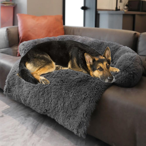 Calming Dogs/Cats Bed Mats, Dog Pad Washable Removable Couch Cover, Plush Long Fur Mat for Pets, Waterproof Lining, Perfect for Small, Medium and Large Dogs and Cats (Gradient Gray, 36"X31")8