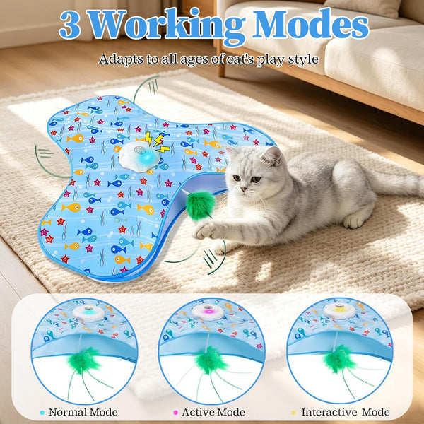 Interactive Cat Toys for Indoor Cats, Automatic Hide and Seek Motion-Activated Cat Toy with Moving Feather & Animal Chirps, USB Rechargeable Electric Cat Enrichment Toy for Bored Adult Cats & Kittens3