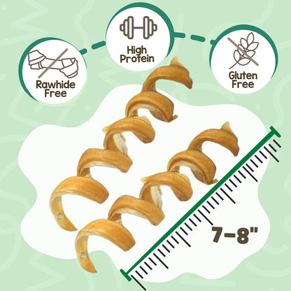 Nature Gnaws Bully Stick Springs for Dogs 7-8" (6 Count) - Long Lasting for Aggressive Chewers - Natural Curly Beef Dog Chew Bones - Rawhide Free2