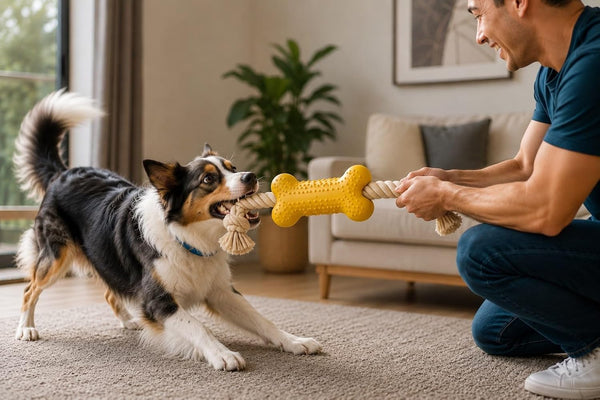 Dog Squeaky Toys for Small & Medium Dogs, 4PCS Interactive Dog Toy Set, Rubber & Rope Toys for Fetch, Tossing, Teeth Cleaning2