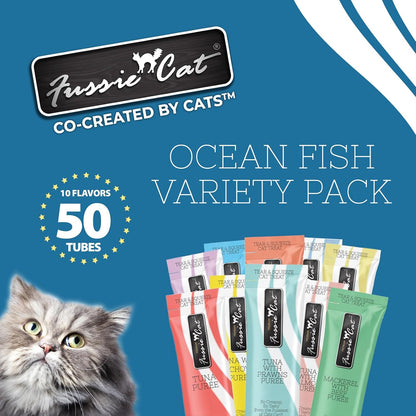 Fussie Cat, 0.5 Ounces Each, 50 Tubes, Ocean Fish Variety 10 Flavors3