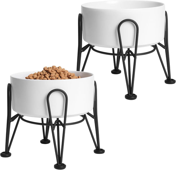 Elevated Dog Bowls, Ceramic Raised Dog Bowl Set with Anti-Slip and Non-Tip Metal Stand, 2 Pack Pet Food and Water Feeding Bowls for Small and Medium Dogs (Black,3.6 Cups)13