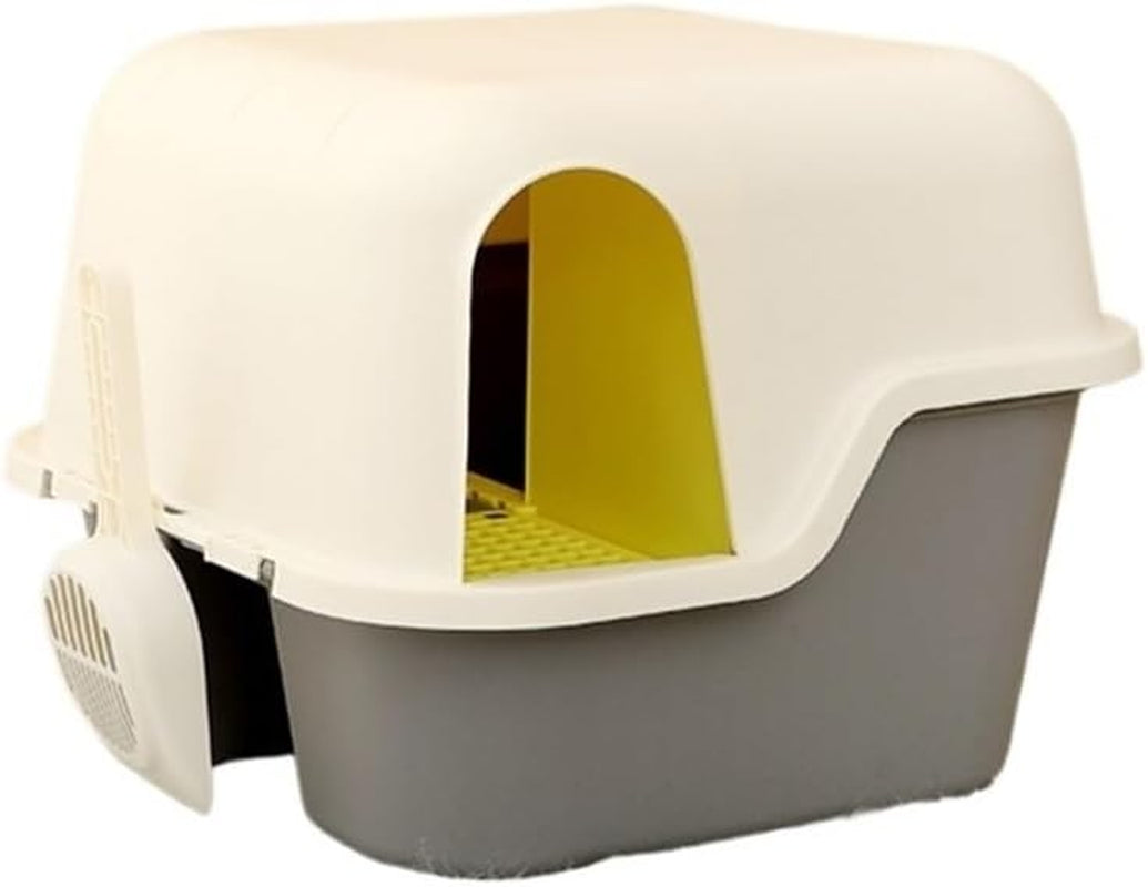 pet-supplies-enclosed-cat-litter-box-with-lid-scoop-anti-splash-hooded-tray-easy-clean