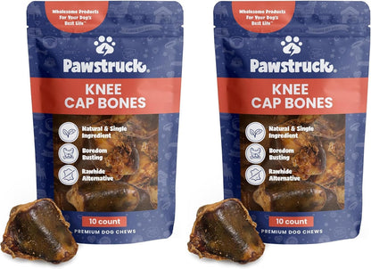 Pawstruck Natural Knee Cap Dog Bones - Treats for Aggressive Chewers, Low Fat & High Protein Chews, Beef Flavor, Long-Lasting Rawhide Alternatives - 10 Pack, Packaging May Vary8