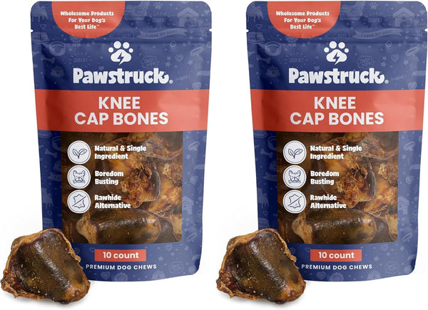Pawstruck Natural Knee Cap Dog Bones - Treats for Aggressive Chewers, Low Fat & High Protein Chews, Beef Flavor, Long-Lasting Rawhide Alternatives - 10 Pack, Packaging May Vary8