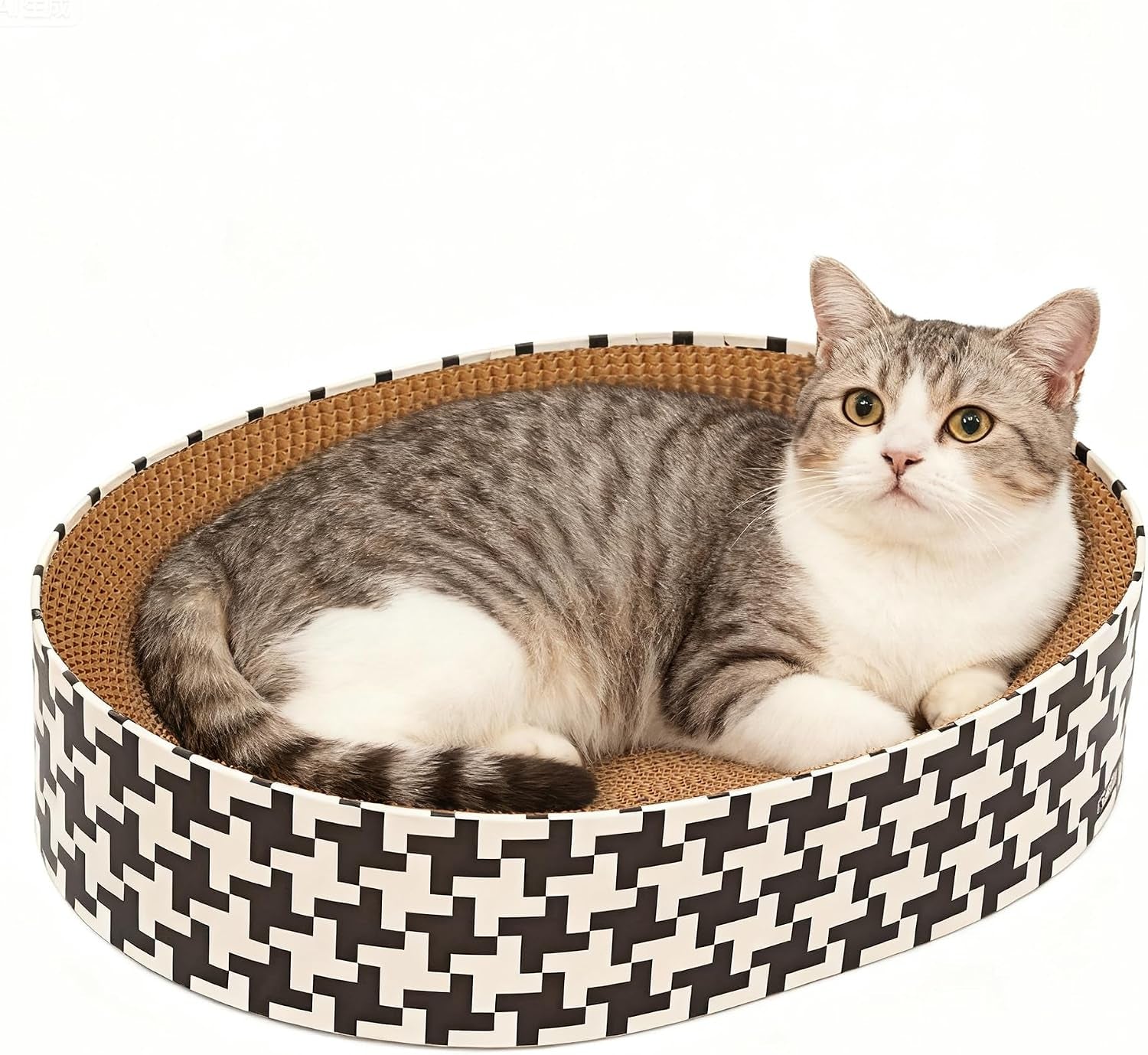 2-in-1-cat-scratcher-cardboard-bed-round-cat-scratching-pad-bowl-for-indoor-cats-durable-corrugated-circle-cat-scratcher-lounge-cozy-oval-cat-scratch-bed-furniture-for-kittens-medium-size-cats