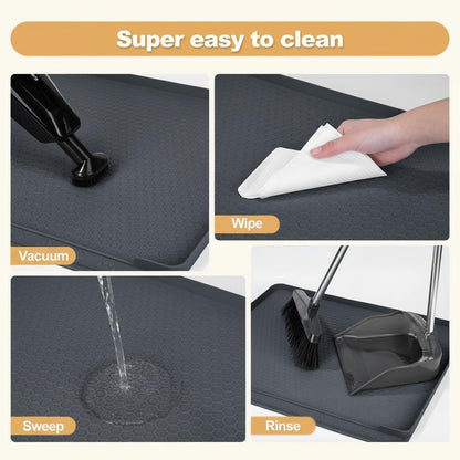 Cat Litter Mat, 24''X20'' Waterproof Silicone Litter Trapping Mat for Litter Box, Soft on Kitty Paws Non-Slip & Easy to Clean (Dark Grey)8