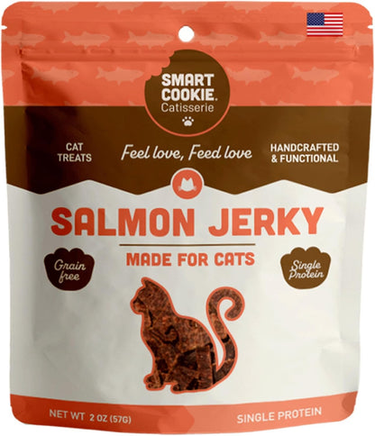 Smart Cookie Salmon Jerky Cat Treats – Real Salmon & Flaxseed, Omega-3S for Skin & Coat, Grain Free, High Protein, Handcrafted Natural Treat – Made in the USA (Pack of 1)1
