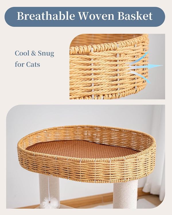 Modern Cat Tree for Large Cats, Modern Cat Tree Tower with Wide Shelves Cotton Scratching Posts, Super Sturdy Base, Cozy Perches, and Interactive Toys for Indoor Kittens 31-Inch10