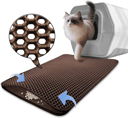 HTTMT- (15.7X12 Inch) Pet Supplies Cats Litter & Housebreaking 30X40 Brown Cat Litter Mat Double Layer Pad Trapper Folding Pad EVA Foam Rubber1