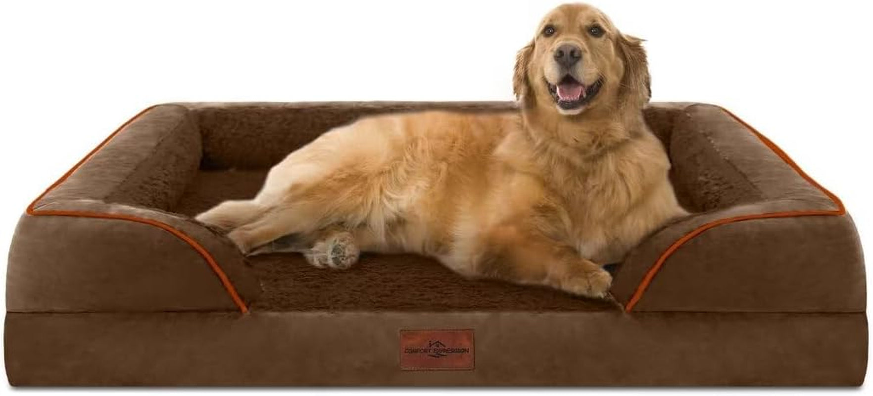comfort-expression-orthopedic-dog-bed-for-extra-large-dogs-with-bolster-waterproof-dog-couch-bed-with-washable-cover-non-slip-bottom-supportive-egg-crate-foam-xl-pet-bed-42x30-inch